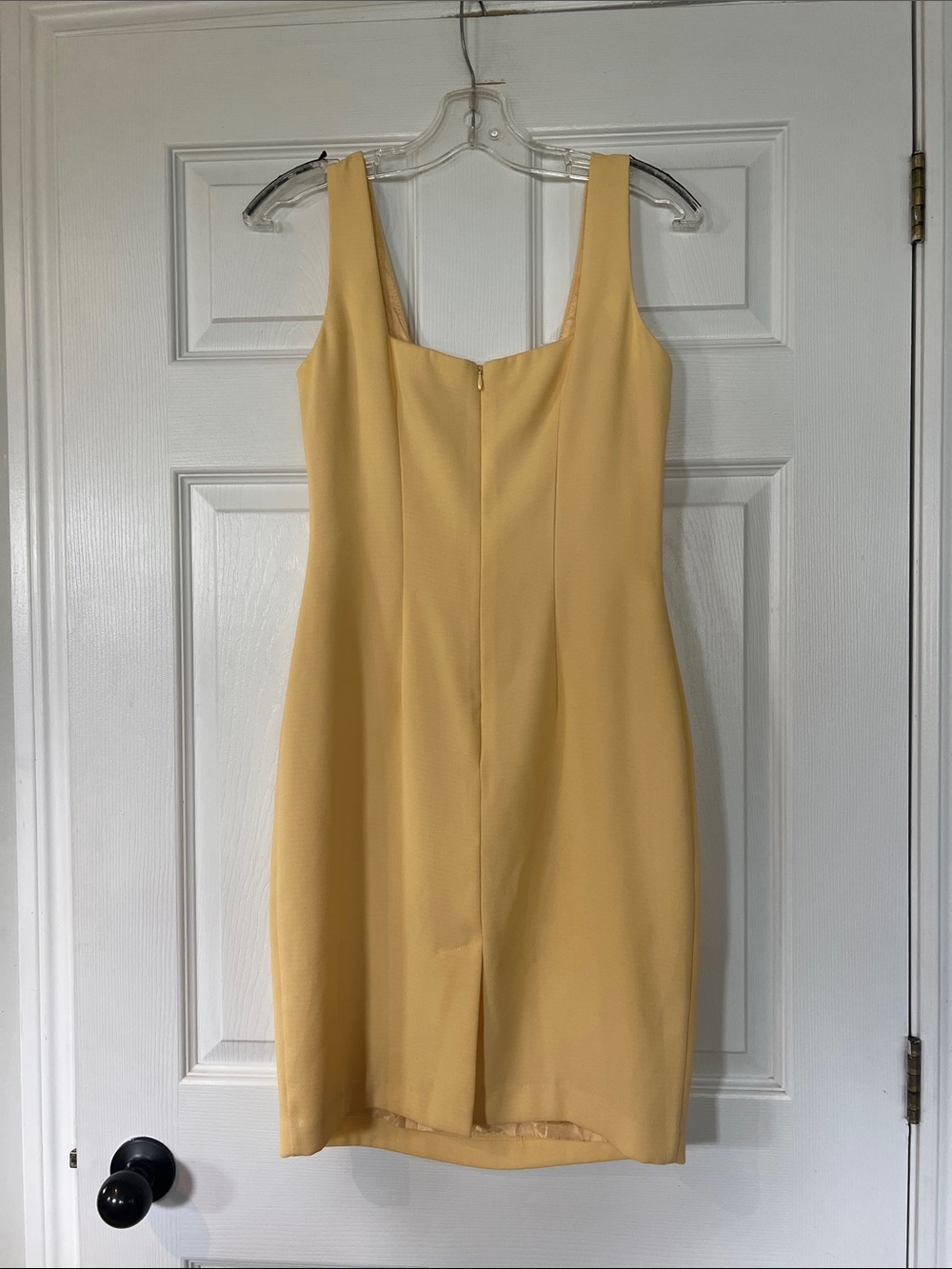 Sleeveless Yellow Square-Neck Sheath Dress - Picture 2 of 3